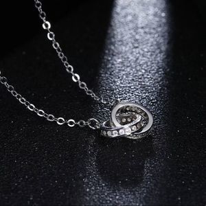 Silver-Plated Interlocking Rings Pendant Necklace